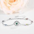 wholesale 925 Sterling Silver Triangle Flower Multi-Color Stone Charm Bracelet for Women-0-4