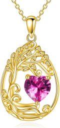 wholesale Sterling Silver Yellow Gold Plated Gemstone Tree of Life Pendant Necklace-0-89