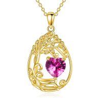 wholesale 925 Sterling Silver Heart Pendant Necklace Wholesale Gold Plated-10-Oct-Tourmaline