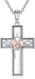 wholesale 925 Sterling Silver Musical Dancer Cross Pendant Necklace for Women Gifts-0-0