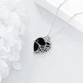 wholesale 925 Sterling Silver Black Onyx Spider Web Witch Heart Pendant Necklace Gothic Jewelry-0-3