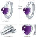 wholesale 925 Sterling Silver Purple Stone Celtic Heart Hoop Earrings - Small Huggies  for Her-0-4