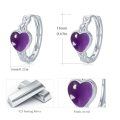 wholesale 925 Sterling Silver Purple Stone Celtic Heart Hoop Earrings - Small Huggies  for Her-0-4