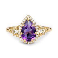 wholesale 925 Sterling Silver Teardrop Sapphire Rings Wholesale With Diamond Halo And Leaf Motif-Created Topaz-Created Garnet-Created Sapphire-Created Opal-Created Amethyst-London Blue Topaz