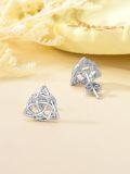 wholesale 925 Sterling Silver Trinity Knot Stud Earrings - Irish  for Women-0-3