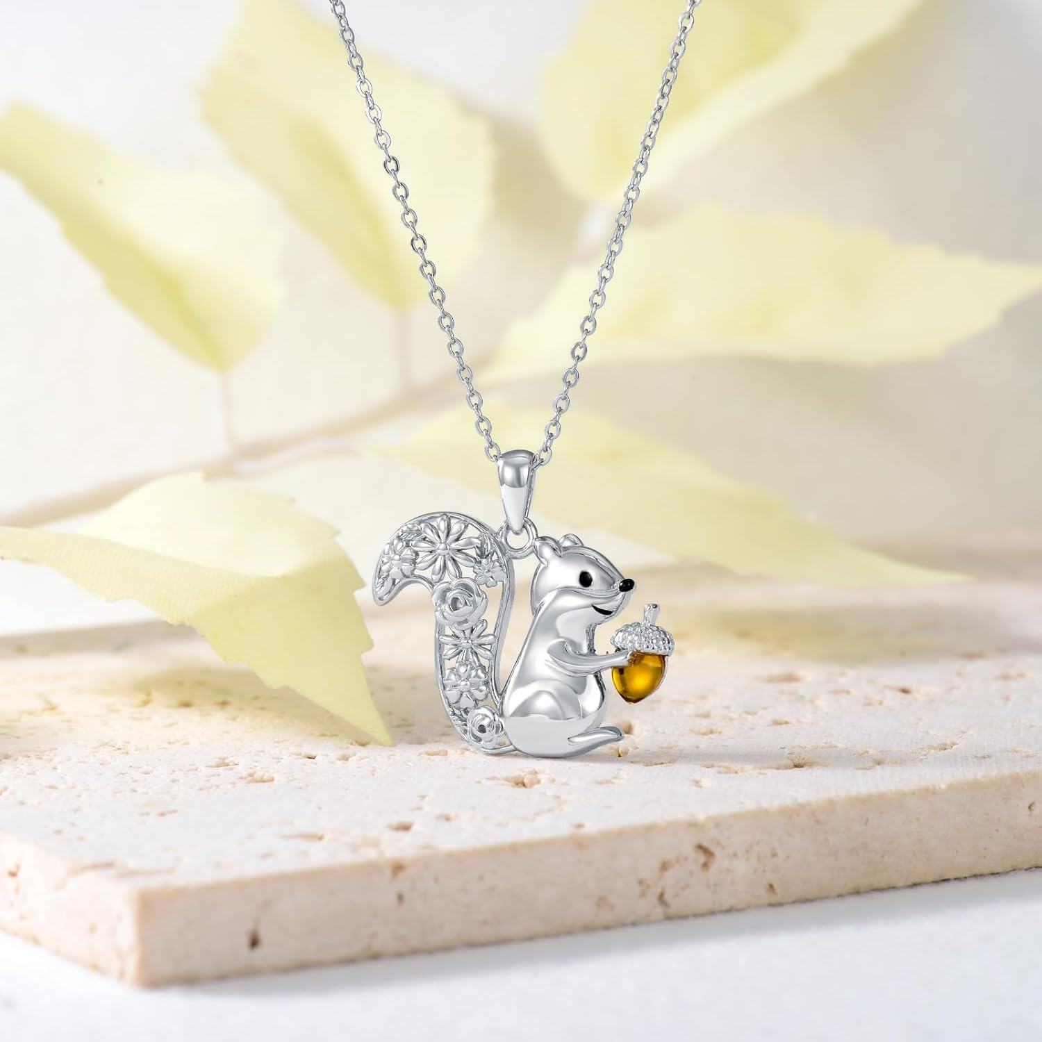 Sterling Silver Animal Pendant Necklace Raccoon Squirrel Hummingbird Hedgehog Elephant Women s Jewelry Gift-0-3