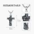 wholesale 925 Sterling Silver Saint Anthony Cross Pendant Necklace Oxidized Vintage Religious Jewelry-0-4