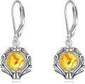 wholesale Sterling Silver Gemstone Leverback Dangle Drop Filigree Earrings for Women-0-24