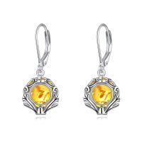 wholesale 925 Sterling Silver Earrings Wholesale With Blue Gemstone Drop-Amber