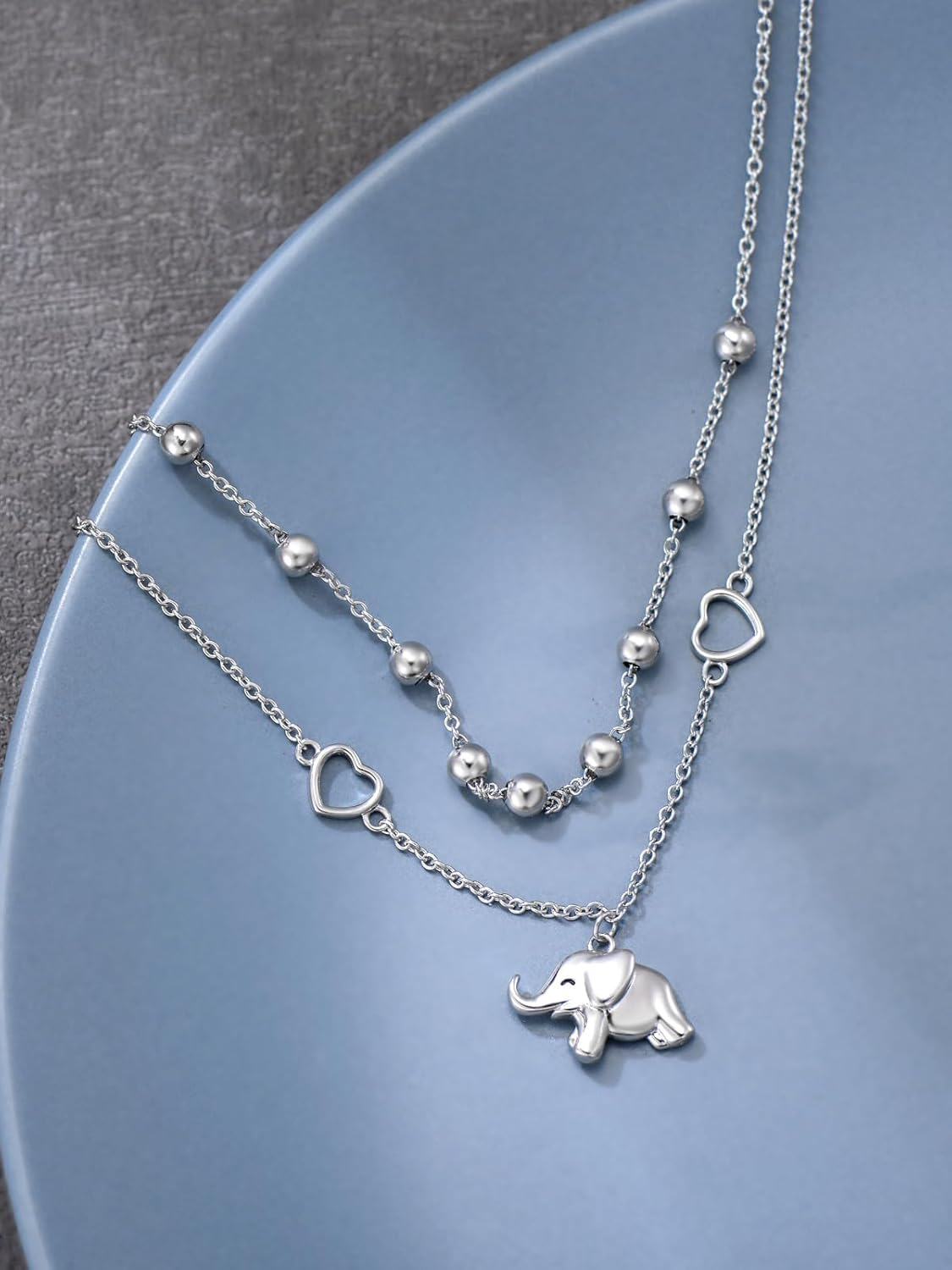 wholesale 925 Sterling Silver Elephant Charm Heart Beaded Ankle Anklet for Women Gifts-0-2