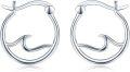 wholesale Silver Hoop Wave Design Studs 925 Sterling Silver Earrings for Women and Girls  Ideas-0-0