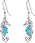 wholesale 925 Sterling Silver Seahorse Opal Drop Earrings - Beach  for Women-0-0