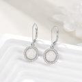 wholesale 925 Sterling Silver Opal Round Halo Leverback Dangle Drop Earrings for Women - Hypoallergenic  48mm Long-0-2