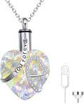 wholesale Sterling Silver Austrian Crystal Heart Urn Necklace for Ashes (w Pin Funnel)-0-4