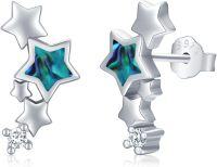wholesale 925 Sterling Silver Star Stud Earrings w/Abalone & Cubic Zirconia - Hypoallergenic-04-abalone