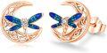 wholesale 925 Sterling Silver Blue Enamel Celtic Moon Dragonfly Stud Earrings Irish  for Women Girls-0-0
