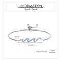wholesale 925 Sterling Silver Blue Opal Wave Adjustable Bracelet for Women Sea Inspired  Idea-0-3