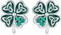 wholesale 925 Sterling Silver Green Clover Celtic Knot Stud Earrings for Women Girls St Patrick's Day Gifts-0-0