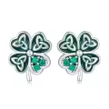 wholesale 925 Sterling Silver Green Clover Celtic Knot Stud Earrings Wholesale for Women Girls St Patrick's Day Gifts-0-0