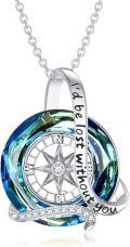 wholesale 925 Sterling Silver Rainbow Crystal Compass Pendant Necklace for Women's Graduation Gifts-0-3