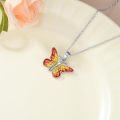 wholesale 925 Sterling Silver Purple & Yellow Enamel Butterfly Pendant Necklace for Women Gifts-0-8