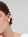 wholesale 14k Yellow Gold Lightning Bolt Stud Earrings For Women-0-2