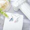 wholesale 925 Sterling Silver Blue Bird on Branch Drop Earrings with Turquoise Accents-0-2