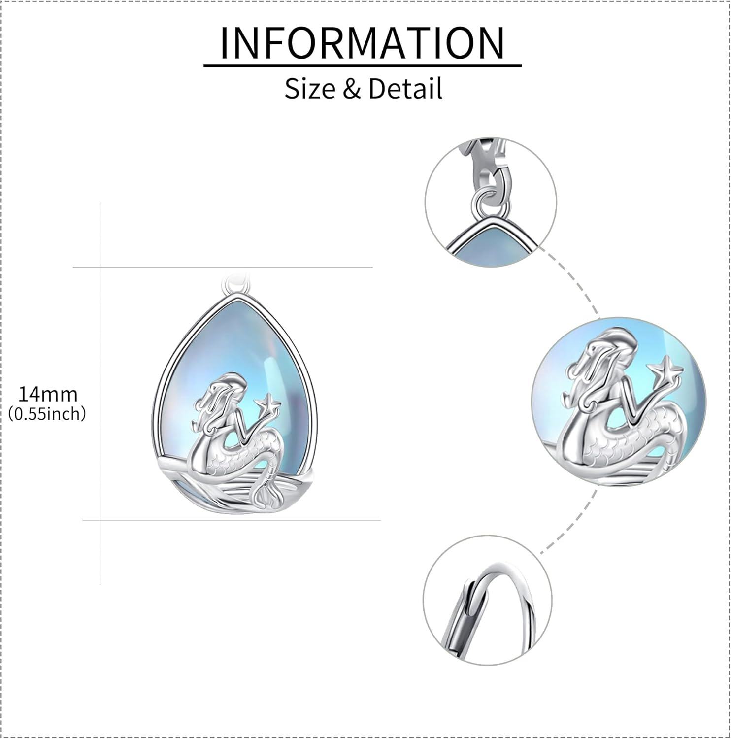Sterling Silver Mermaid Dangle Earrings Jewelry Gifts for Women-0-4