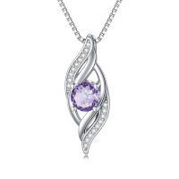 wholesale 925 Sterling Silver Opal Pendant Necklace Wholesale With Cubic Zirconia Leaves Design-06-Jun.-Alexandrite
