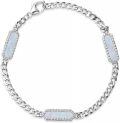 wholesale Silver 925 Sterling Silver with CZ and Opal Link Bracelet - 7 Length-0-0