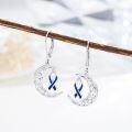 wholesale  Sterling Silver Cancer Awareness Ribbon Moon Dangle Leverback Earrings for Women Survivor Jewelry -0-34