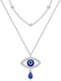 wholesale 925 Sterling Silver Evil Eye Teardrop Pendant Layered Chain Necklaces for Women Gifts-0-0