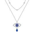 wholesale 925 Sterling Silver Evil Eye Teardrop Pendant Layered Chain Necklaces for Women Gifts-0-0