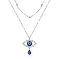 wholesale 925 Sterling Silver Evil Eye Teardrop Pendant Layered Chain Necklaces for Women Gifts-Evil Eye-C