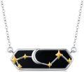 wholesale 925 Sterling Silver Black Onyx Cat Mountain Moon & Stars Pendant Necklaces for Women s 45cm Chain Length-0-0