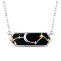 wholesale 925 Sterling Silver Crescent Moon Star Constellation Black Onyx Two Tone Pendant Necklace-0-0