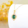 wholesale 14K Gold Emerald Necklace for Women 16+1+1 Inch May Birthstone Gift-0-1