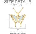 wholesale 14K Gold Blue Opal Butterfly Necklace - Symbol of Luck, Freedom & Beauty, Delicate Filigree, Gift for Her-0-4