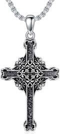 wholesale 925 Sterling Silver Black Enamel Cross Pendant Necklaces for Men Christian  Ideas-0-0