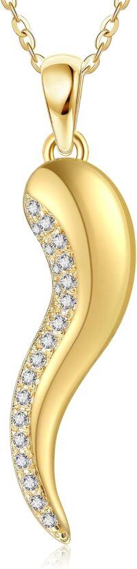 wholesale 14K Gold Diamond Angel Wing Cross Horn Pendant Necklace for Women Fine s-Personalized Birthstone Horn Necklace