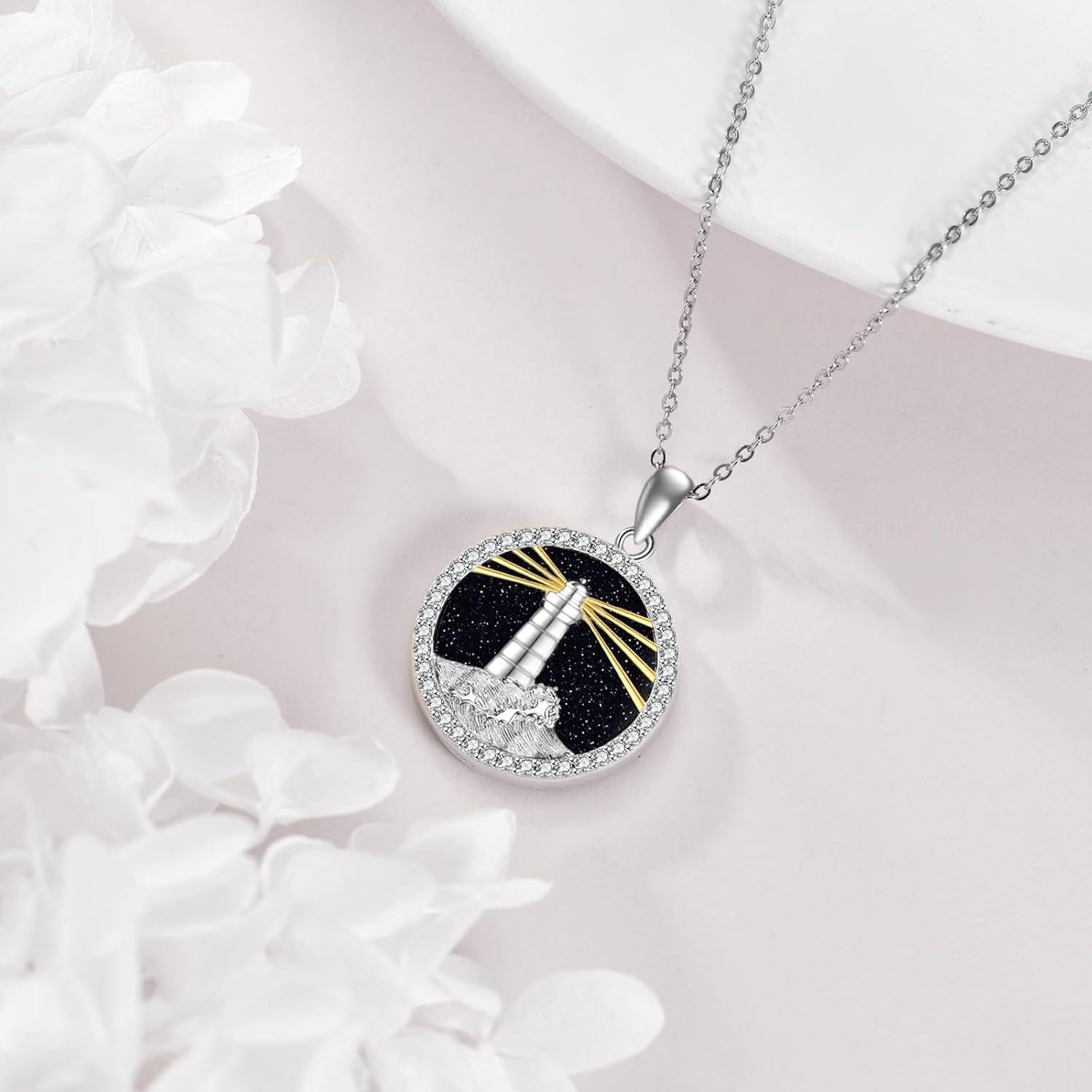 Sterling Silver Urone Lighthouse Pendant Necklace Jewelry Gift-0-3