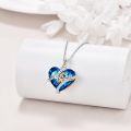 wholesale 925 Sterling Silver Heart Pendant Necklaces with Blue Crystal and Arrow Design - Love You Forever  for Her (Birthday)-0-1