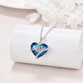 wholesale 925 Sterling Silver Heart Pendant Necklaces with Blue Crystal and Arrow Design - Love You Forever  for Her (Birthday)-0-1