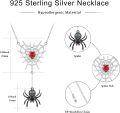 wholesale 925 Sterling Silver Red Heart Spider Web Pendant Necklaces Gothic Punk Style Gifts for Her-0-5
