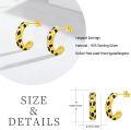 wholesale 925 Sterling Silver Black and Gold Leopard Print Huggie Hoop Earrings for Women-0-5