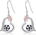 wholesale 925 Sterling Silver Heart-Shaped Pink Basketball Dangle Earrings Gift for Women-0-0
