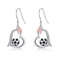 wholesale 925 Sterling Silver Soccer Ball Heart Drop Earrings Rose Gold Plated Cz Crystal-Soccer Earrings