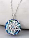 TOUPOP Sterling Silver Crystal Evil Eye Star Pendant Necklace-0-1