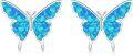 wholesale 925 Sterling Silver Blue Fire Opal Butterfly Stud Earrings Hypoallergenic  for Women Girls 6mm x 8mm-0-0