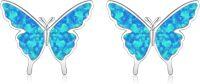 wholesale 925 Sterling Silver Blue Fire Opal Butterfly Stud Earrings Hypoallergenic  for Women Girls 6mm x 8mm-Butterfly Earring(Blue)